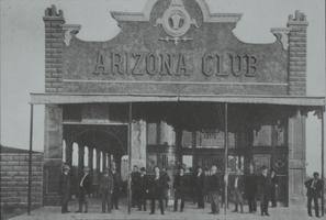 Slide of men at the Arizona Club, Las Vegas, circa early 1900s