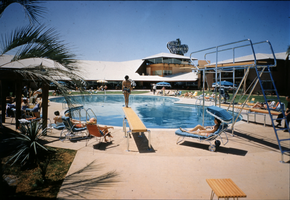 Slide of the Desert Inn's pool, Las Vegas, circa 1950s.