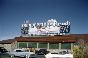 Slide of the front of the Thunderbird Hotel, Las Vegas, circa 1940s