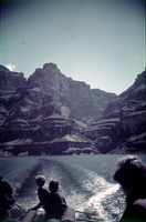 Slide of people in a boat on Lake Mead, outside of Boulder City, Nevada, circa late 1930s