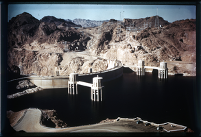 Slide of the Hoover Dam, outside of Boulder City, Nevada, circa 1936-1940