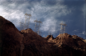 Slide of power lines near Hoover Dam, circa late 1930s
