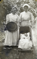 Postcard of Helen J. Stewart and woman with child, circa 1910-1926