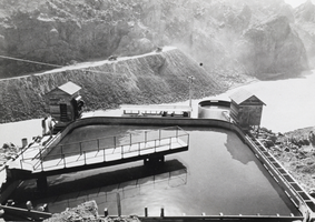 Photograph of sedimentation tank at Hoover Dam, 1932