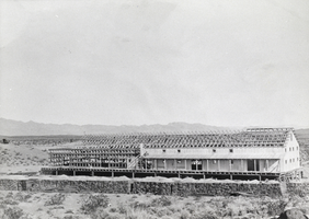 Photograph of a warehouse under construction, Boulder City, Nevada, 1931