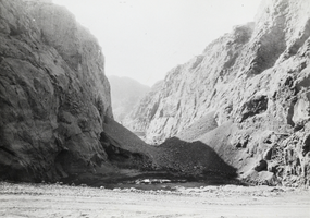 Photograph of Boulder Canyon after water had been diverted, Nevada, 1931