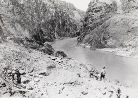 Photograph of construction crews in Boulder Canyon, Nevada, 1931