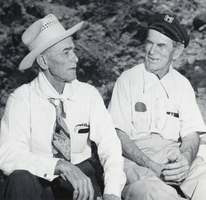 Film transparency of Jay Gates Sr., of Kingman, Arizona and "Dad" Emery of Eldorado Canyon, Lake Mohave, circa 1947-1948.