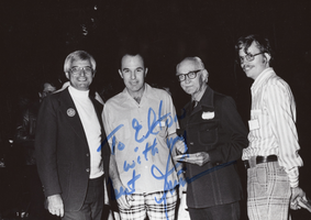 Film transparency of James Sautini, Robert Ferraro, Elton Garrett, and an unidentified man, circa 1970s