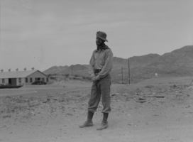 Film transparency of Elton Garrett in Helldorado beard and attire in Las Vegas, Nevada 1936