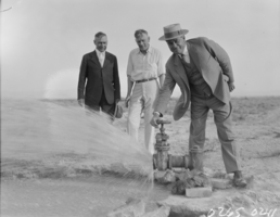 Film transparency of opening of artesian well, Las Vegas, 1929-1932