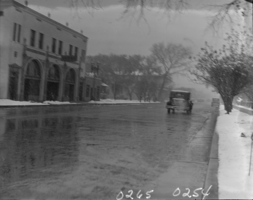 Film transparency of a street with snow, Las Vegas, 1930-1931