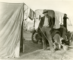 Film transparency of an unidentified man camped in Las Vegas, Nevada, 1931