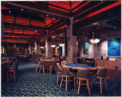 Photograph of the London Club Blackjack tables in the Aladdin Hotel, Las Vegas, Nevada, circa 1990s