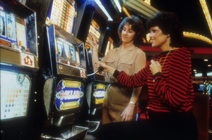 Slide of slot machines at Caesars Palace, Las Vegas, circa late 1970s - early 1980s