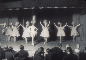 Slide of seven unidentified showgirls, Las Vegas, Nevada, circa 1950s-1960s
