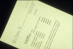 Slide of an invoice for costumes for one of Donn Arden's shows, Las Vegas, Nevada, 1977