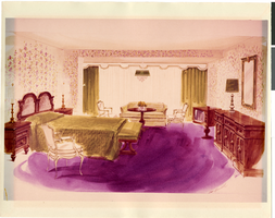 Photograph of an artist's rendering of a typical guest room at the Tropicana, Las Vegas, Nevada, circa 1960s-1970s