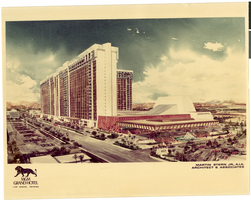 Photograph of an artist's rendering of the MGM Grand Hotel, Las Vegas, Nevada, circa 1960s-1970s