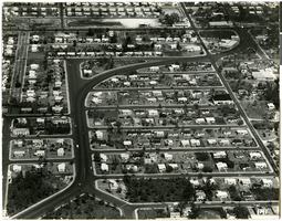 Aerial photograph of postwar housing in Coral Gables, Florida, circa 1950s