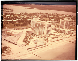 Aerial photograph of the Americana Hotel, Miami Beach, circa 1950s