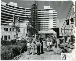 Photograph of the demolition of the Ferestone estate, Miami Beach, Florida, circa 1954