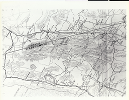 Photograph of part of a road map of Southern California, circa 1920s