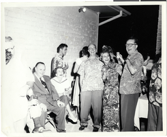 Photograph of Mayme Stocker's birthday party in the Stocker home, Las Vegas, Nevada, circa 1950s-1960s