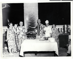 Photograph of Mayme Stocker's birthday party, Las Vegas, Nevada, circa 1950s-1960s