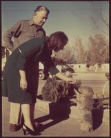 Photograph of Harold and Geraldine Stocker with their dog, Rusty, Las Vegas, circa 1940-1950