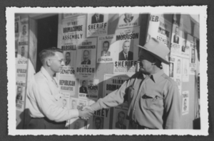 Photograph of Harold Stocker and a politician, Las Vegas, circa 1950