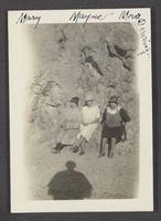Photograph of Mayme Stocker, Mary Richard, and Mrs. Downing, Hoover Dam, December 1, 1927