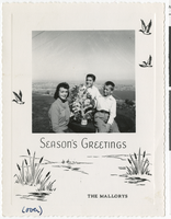 Photographic Christmas card of Stuart and Ruth Mason, circa 1950s