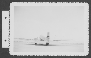Photograph of a Bonanza Airlines airplane, Las Vegas, Nevada, circa 1945-1950s