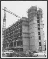 Photograph of construction of a new tower at the Sahara Hotel, Las Vegas, Nevada, March 21, 1963