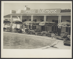 Photograph of the swimming pool at the Nevada Biltmore Hotel, circa 1940s