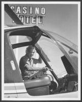 Photograph of Don Laughlin inside a helicopter, Laughlin, Nevada, circa 1970s