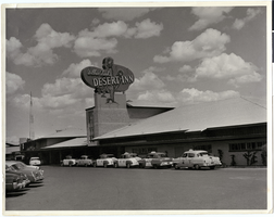 Photograph of taxi cabs in front of Wilbur Clark's Desert Inn, Las Vegas, Nevada, circa 1950s
