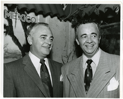 Photograph of Wilbur Clark with an unidentified man, unknown location, circa 1945