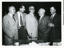 Photograph of Wilbur Clark, Cliff Jones, L.B. "Tutor" Scherer, Morris Kleinman, Jack Petitti, Las Vegas, Nevada, circa 1950s