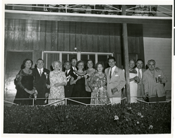 Photograph of Wilbur Clark and Liberace at the Desert Inn anniversary party, Las Vegas, April 1951