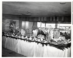 Photograph of a buffet table at the Desert Inn's first anniversary party, Las Vegas, Nevada, April 1951
