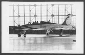 Photograph of a United States Air Force plane in a hangar at Nellis Air Force Base, Nevada, January 1982