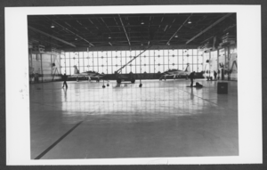Photograph of planes in a United States Air Force Thunderbirds hangar at Nellis Air Force Base, Nevada, January 1982