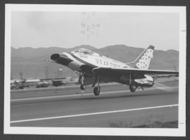 Photograph of a United States Air Force Thunderbirds plane on the runway at Nellis Air Force Base , Nevada, July 20, 1977