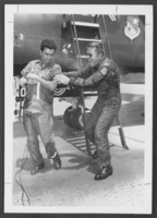 Photograph of Staff Sergeant Thomas Gouzy and Col. Thomas Wolters, Nellis Air Force Base, Nevada, June 1, 1976
