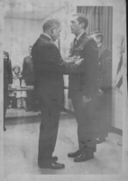 Photograph of Major General Gordon Blood and Captain William Schwertfeger, Nellis Air Force Base, Nevada, December 11, 1974