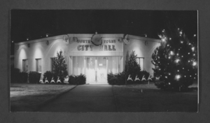 Photograph of City Hall decorated for Christmas, North Las Vegas, December 20, 1961