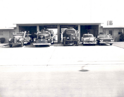 Photograph of fire fighting vehicles, North Las Vegas, May 12, 1959