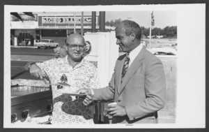 Photograph of Obie Oberlander and Governor Mike O'Callahan, North Las Vegas, circa 1970s